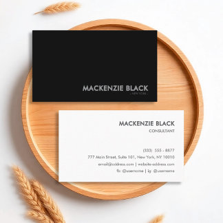 Carte De Visite Minimalist Two-Tone Black & White Business Card