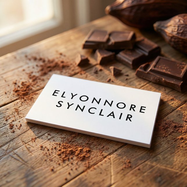 Carte De Visite Minimalist White Craft Chocolate Maker QR Code (Créateur téléchargé)