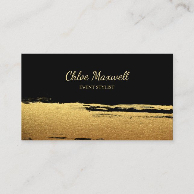 Carte De Visite Minimaliste audacieux de course de peinture d'or (Devant)