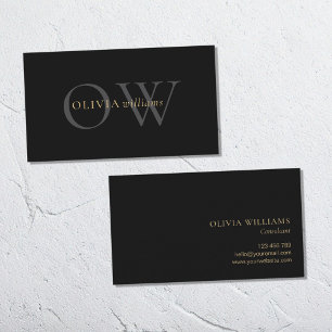 Carte De Visite Minimaliste Black Gold Simple Professionnel