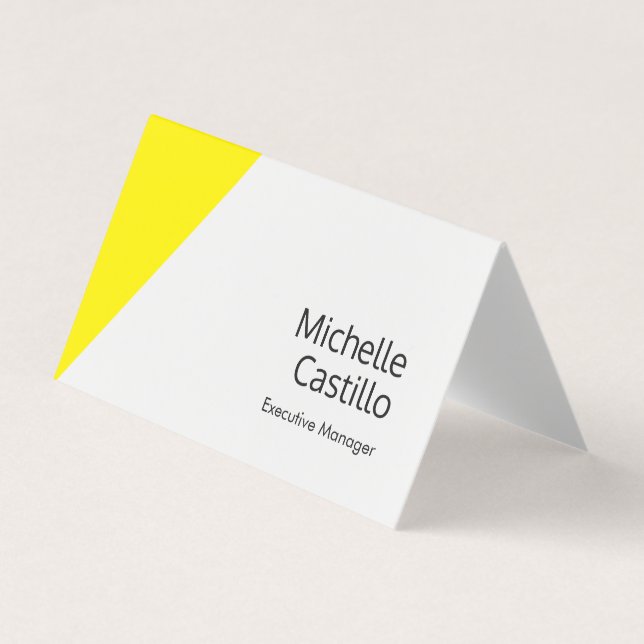Carte De Visite Minimaliste blanc jaune clair simple (Devant)