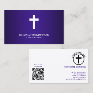 Carte de visite minimaliste blanche avec croix vio