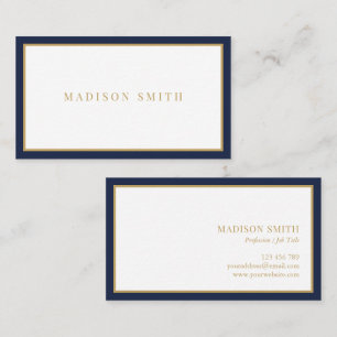 Carte De Visite Minimaliste Bleu Nuit et Or Professionnel