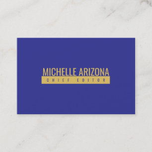 Carte De Visite Minimaliste Bleu & Or Couleur Professionnel Modern