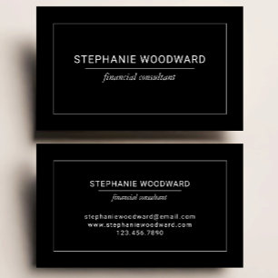 Carte De Visite Minimaliste Bordure Noir Blanc Professionnel