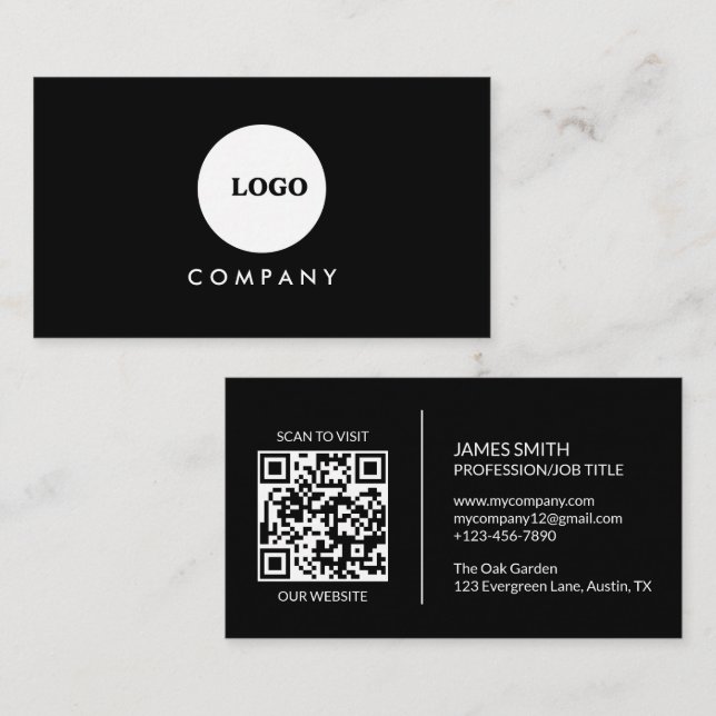 Carte de visite minimaliste | Code QR (Devant / Derrière)