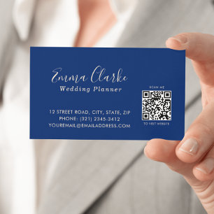 Carte de visite minimaliste code scan bleu royal