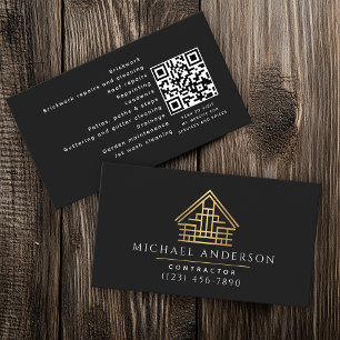 Carte De Visite Minimaliste Construction de maisons Luxe QR Code