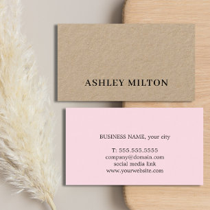 Carte De Visite Minimaliste Cool Gras Kraft Rose Consultant