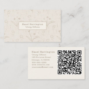 Carte de visite minimaliste de code QR beige neutr