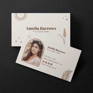 Carte De Visite Minimaliste Élégant Boho Crème Bohémien Soleil Éto