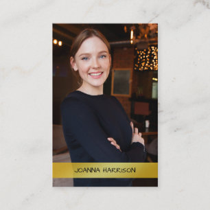 Carte De Visite Minimaliste Elegant Modern Gold Band Photo europée