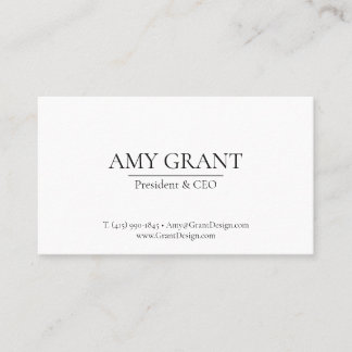 Carte de visite minimaliste élégant noir et blanc