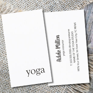 Carte De Visite Minimaliste Élégant Professeur de Yoga Noir Blanc