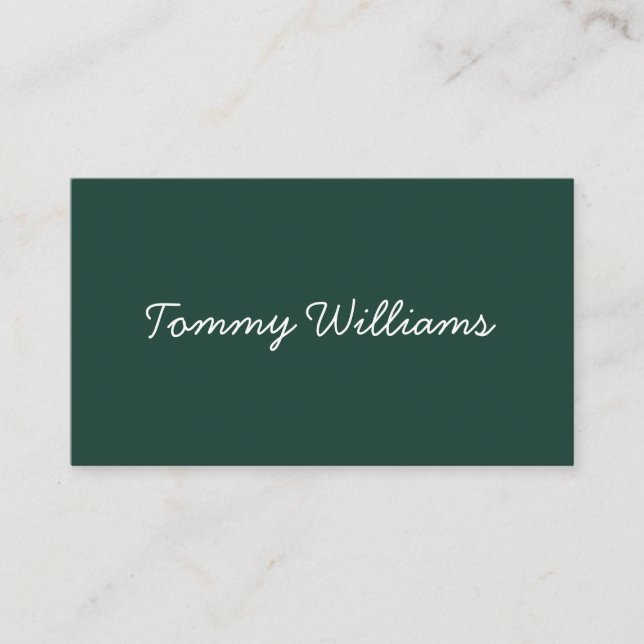 Carte De Visite Minimaliste Emerald Green Professionnel Simple (Devant)