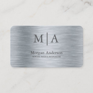 Carte De Visite Minimaliste en métal brossé style d'argent profess
