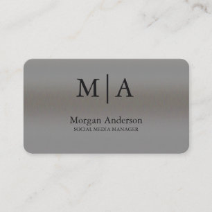 Carte De Visite Minimaliste en métal brossé style d'argent profess