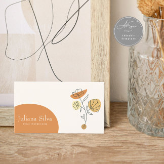 Carte de visite minimaliste en terre cuite florale
