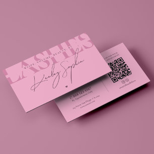 Carte De Visite Minimaliste Esthétique Rose Pastel Lash Tech Beaut