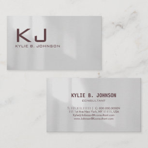 Carte De Visite Minimaliste Faux Chrome Brossé Monogrammé