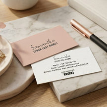 Carte de visite minimaliste féminine | Rose beige