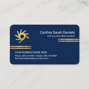 Carte De Visite Minimaliste Lignes d'Or PDG Fondateur