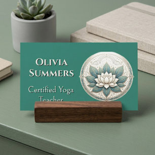 Carte De Visite Minimaliste Lotus Blanc Sacré Professeur de Yoga V