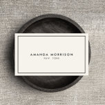 Carte De Visite Minimaliste Luxury Boutique Ivory<br><div class="desc">Un design élégant et raffiné élève votre nom ou nom d'entreprise par un style minimal et moderne. La fine bordure noire est ancrée sur un arrière - plan d'ivoire pour donner une impression de luxe à ce modèle carte de visite classique. © 1201AM CREATIVE</div>