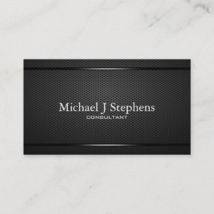 Carte De Visite Minimaliste Métal Noir Texturé Professionnel