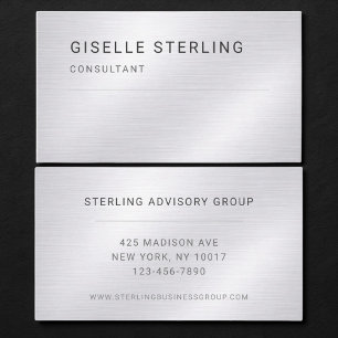 Carte De Visite Minimaliste Métallisé Argent Professionnel