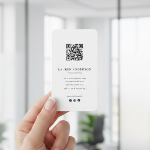 Carte de visite minimaliste moderne avec code QR 