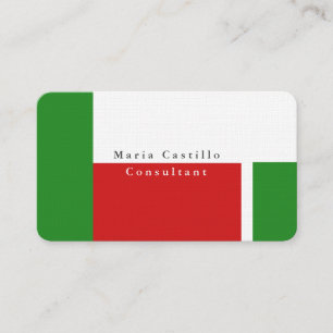 Carte De Visite Minimaliste moderne blanc vert rouge élégant