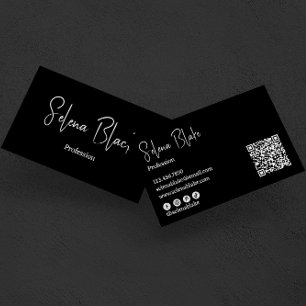 Carte De Visite Minimaliste moderne Code gras et QR élégant