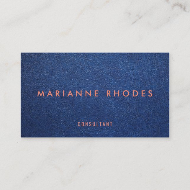 Carte De Visite Minimaliste moderne en cuir bleu