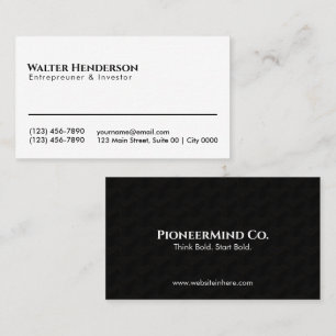 Carte De Visite Minimaliste Moderne Noir Blanc Style PioneerMind C