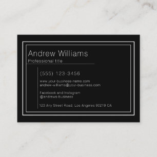 Carte De Visite Minimaliste Moderne Noir Simple Professionnel