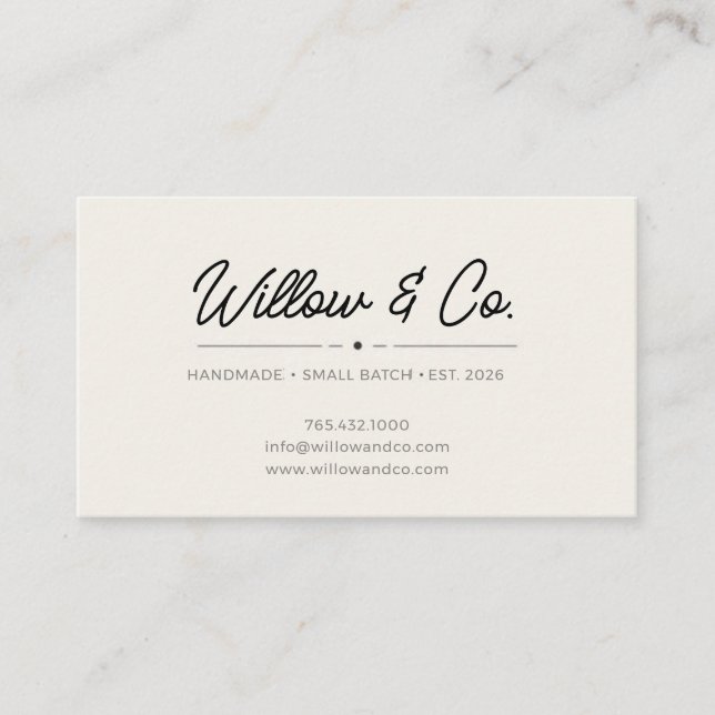Carte de visite minimaliste moderne script (Devant)