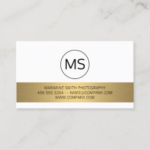 Carte De Visite Minimaliste / Monogramme / Métallic Bar Doré