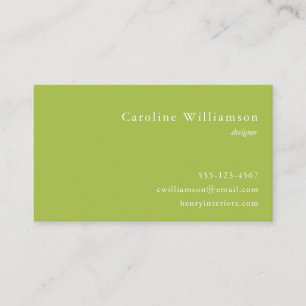 Carte De Visite Minimaliste Muted Lime Green Élégant Professionnel