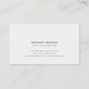 Carte De Visite Minimaliste Noir & Blanc Simple Chic Moderne Uni