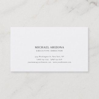 Carte De Visite Minimaliste Noir & Blanc Simple Chic Moderne Uni