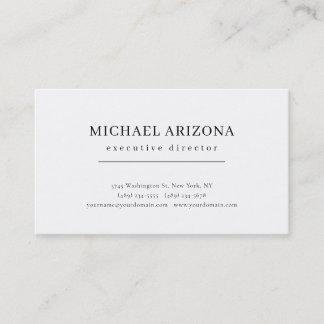 Carte De Visite Minimaliste Noir & Blanc Simple Chic Moderne Uni