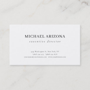 Carte De Visite Minimaliste Noir & Blanc Simple Moderne Uni