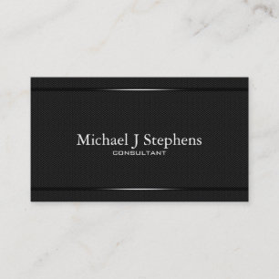 Carte De Visite Minimaliste Noir Herringbone Professionnel
