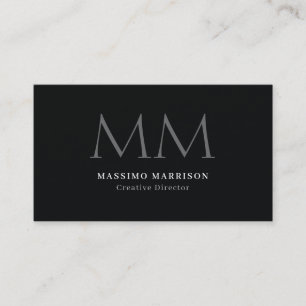 Carte De Visite Minimaliste Noir Monogrammé Professionnel