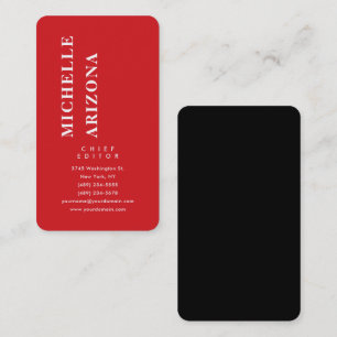 Carte De Visite Minimaliste Noir Rouge & Blanc Moderne Professionn
