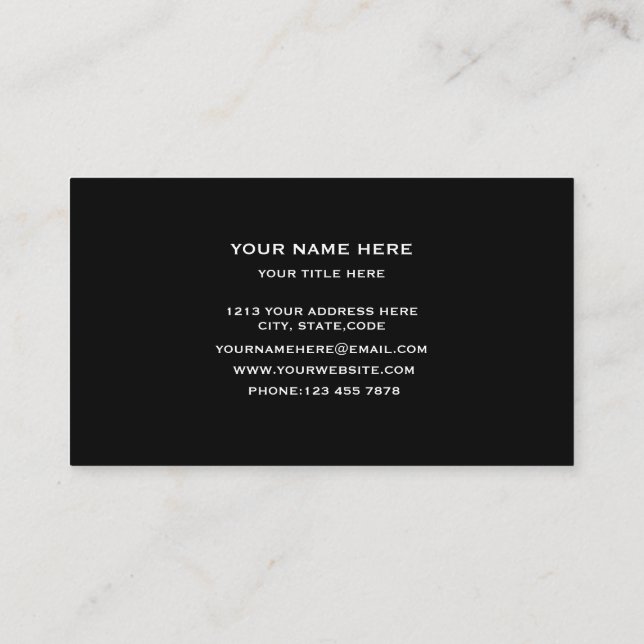 Carte de visite minimaliste noire professionnelle (Dos)