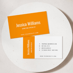 Carte De Visite Minimaliste Orange Personnalisable Professionnel