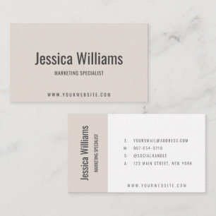 Carte De Visite Minimaliste Personnalisable Professionnel Beige
