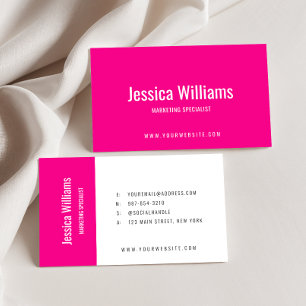 Carte De Visite Minimaliste Personnalisable Professionnel Rose Cha